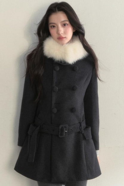 Double Breasted Low-Belt Mid-Length Coat