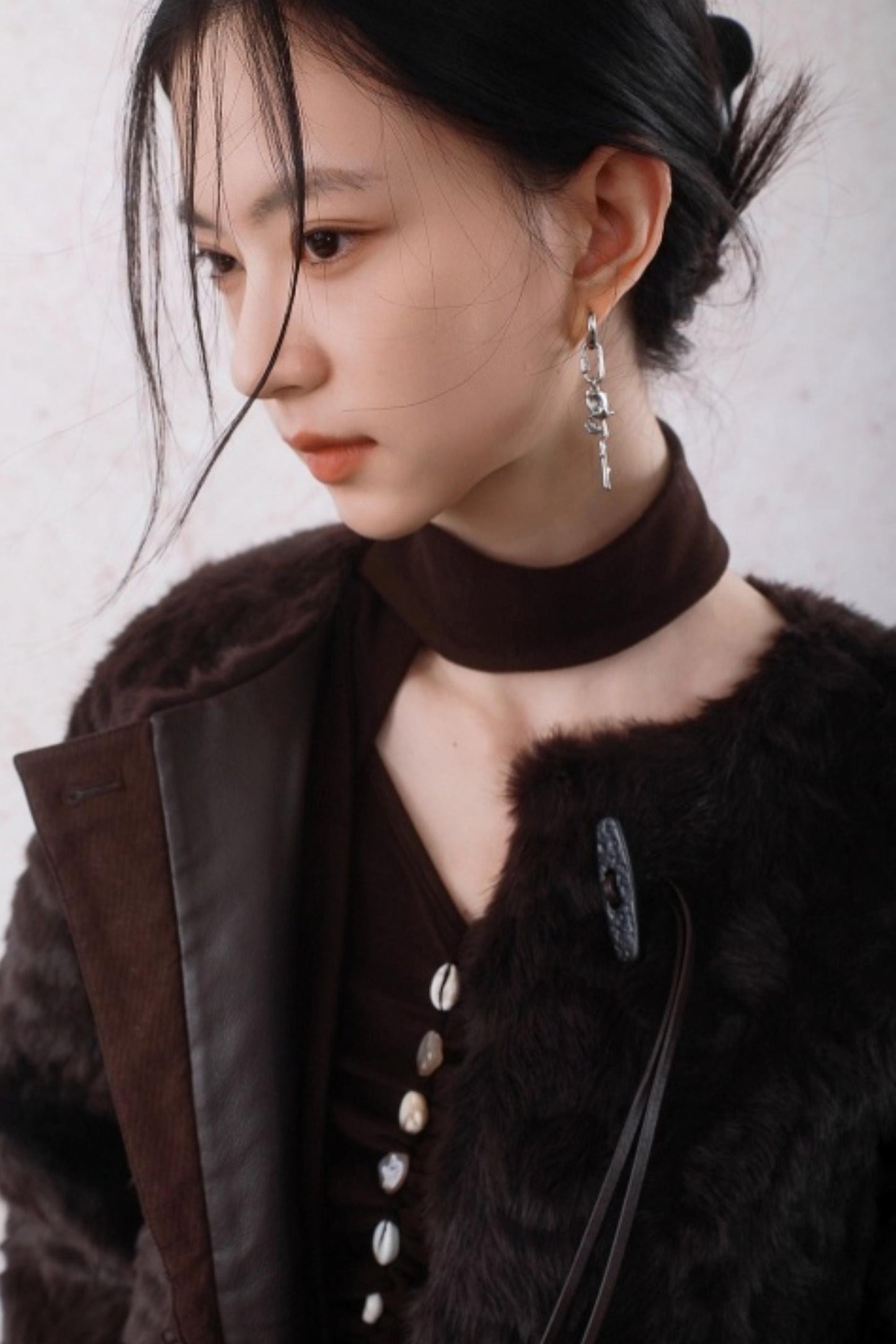 Curved Berry Brown Plush Jacket