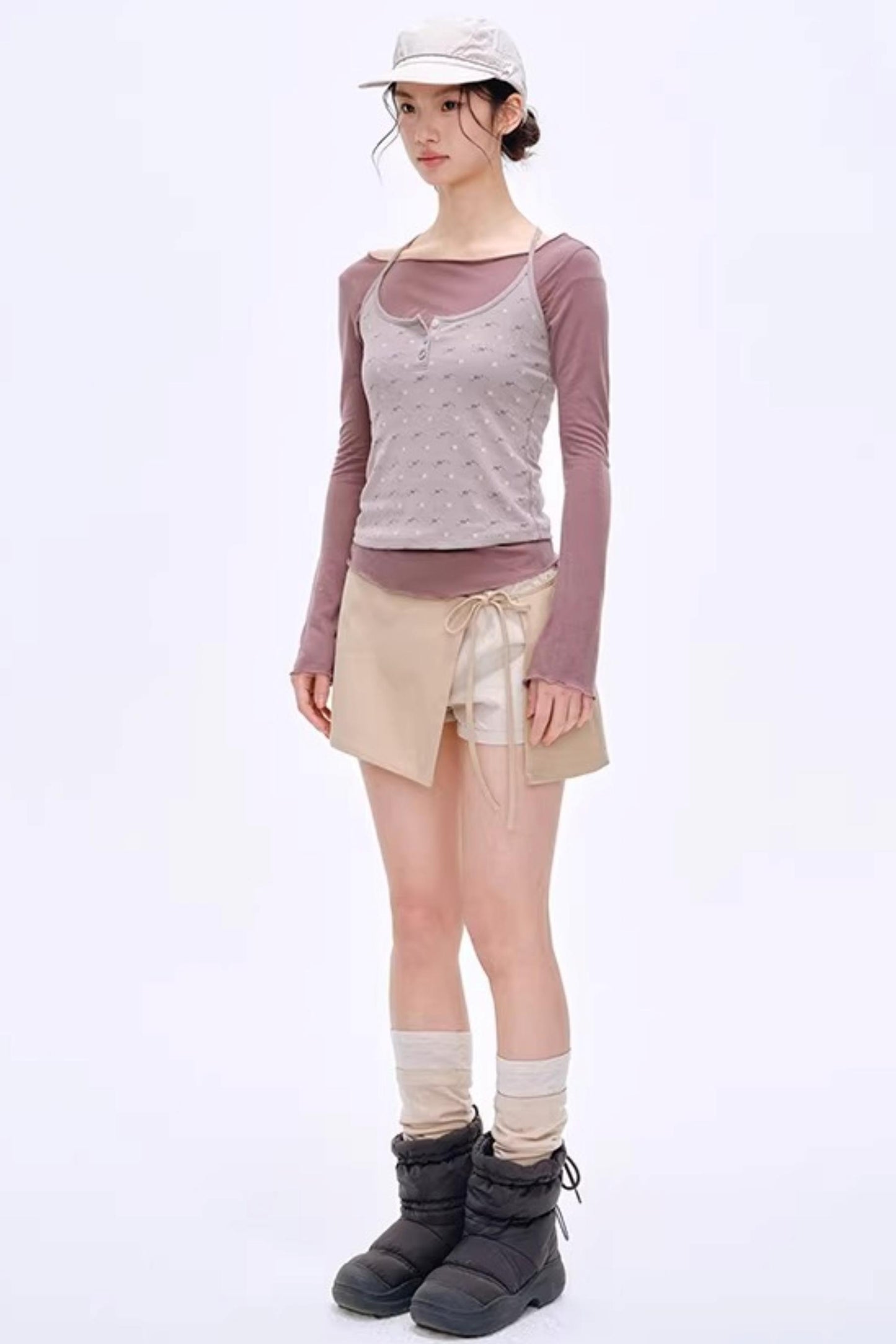 Side Slit Bow Pants Skirt