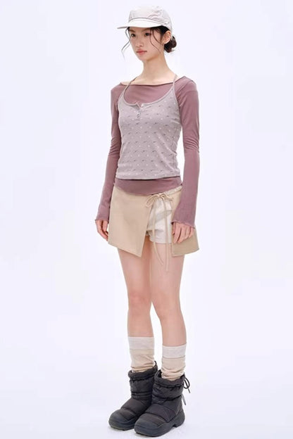 Side Slit Bow Pants Skirt
