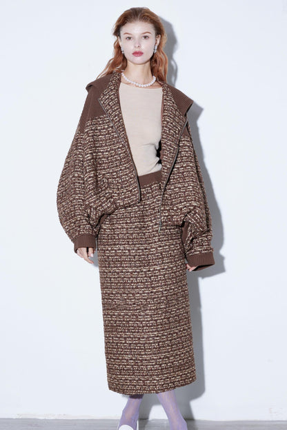 Silk Tweed Patchwork Skirt Set-Up