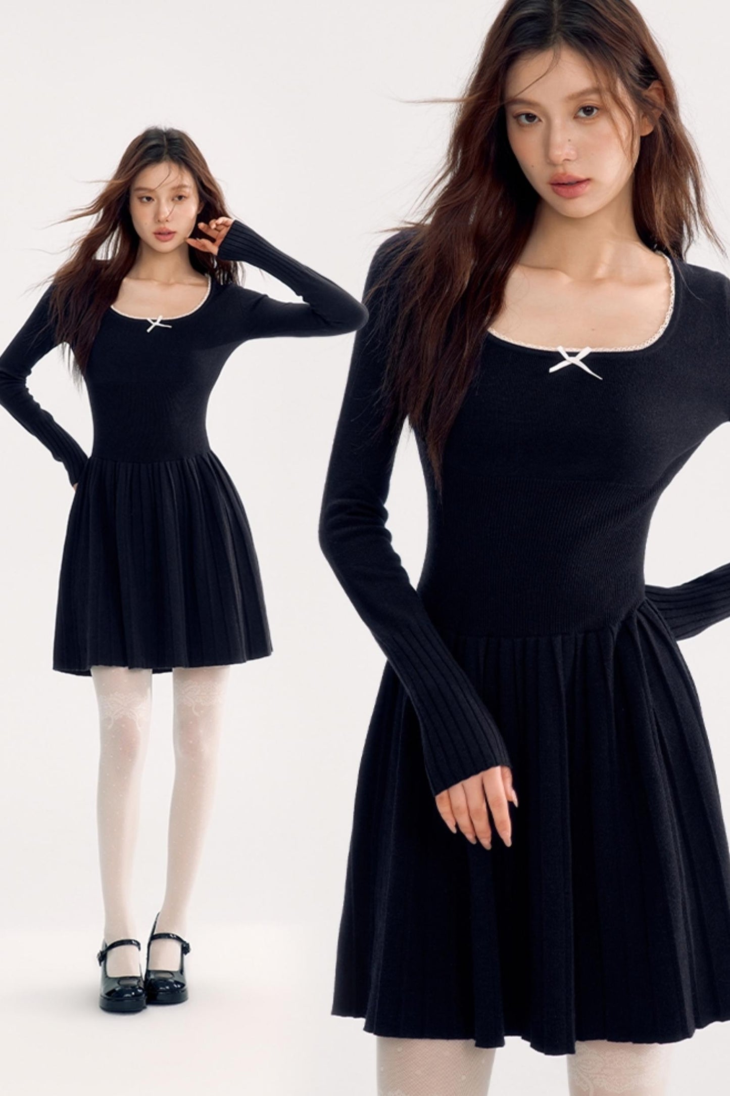 Square Neck Slim Knit Dress