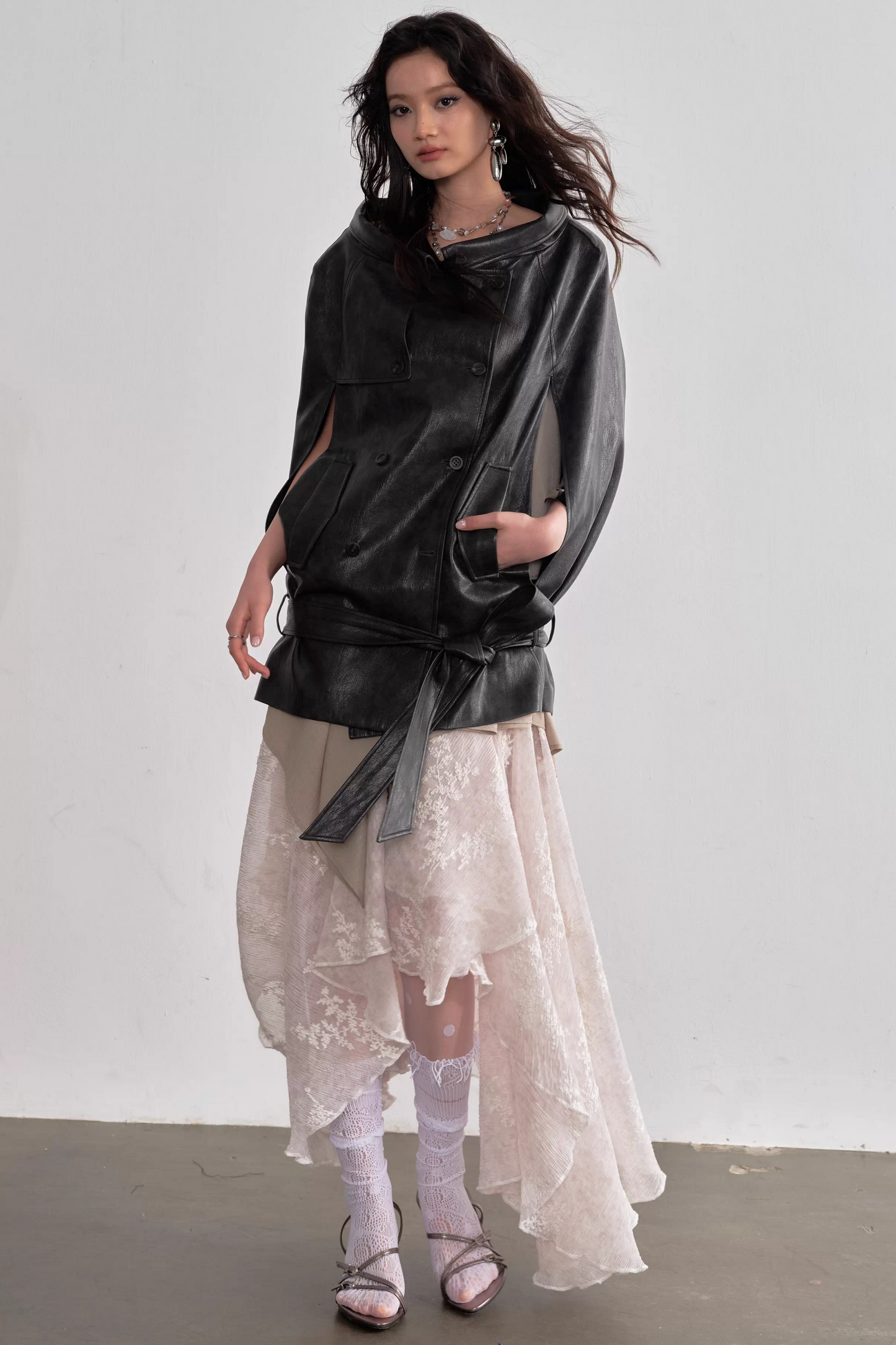 Retro Ebony Brown Cape Coat