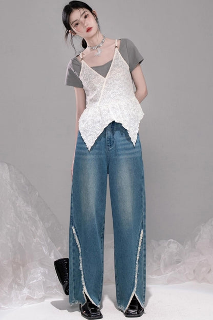 Graue Layering-T-Shirts