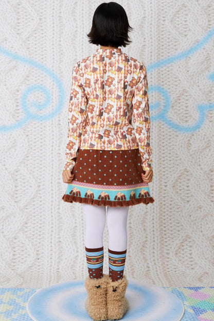 Cookie Print Waffle Top