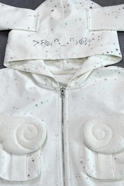 Silver Angel Wing Hoodie Top