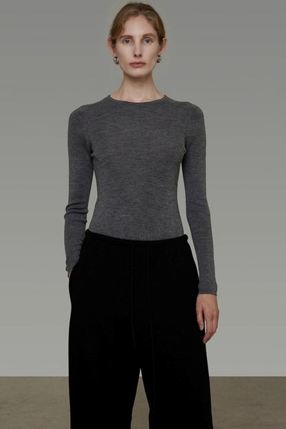 Wool Crew Neck Knitted Sweater