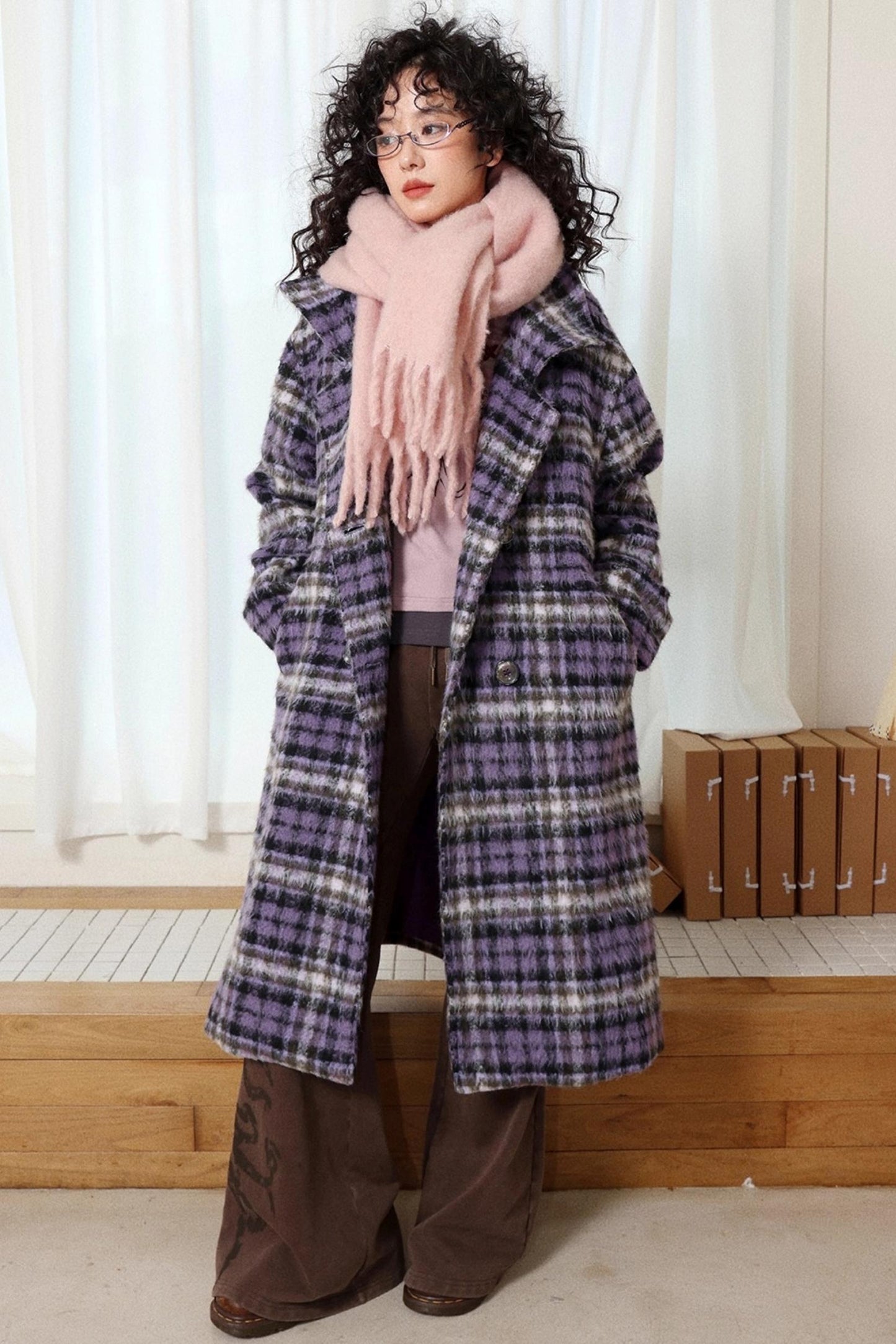 Plaid Woolen Winter Coat