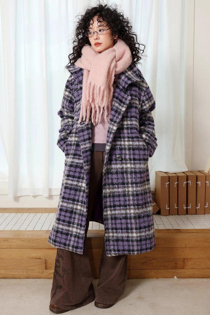 Plaid Woolen Winter Coat