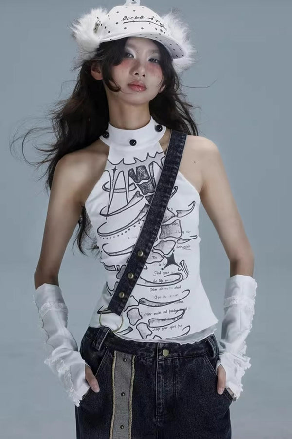 White Halterneck Top