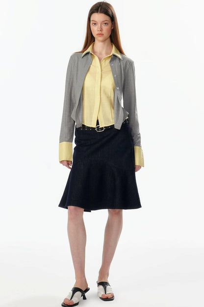 Color-Blocked Fake Two-Piece Shirt