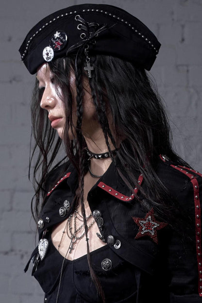 White-Black Sailor Hat