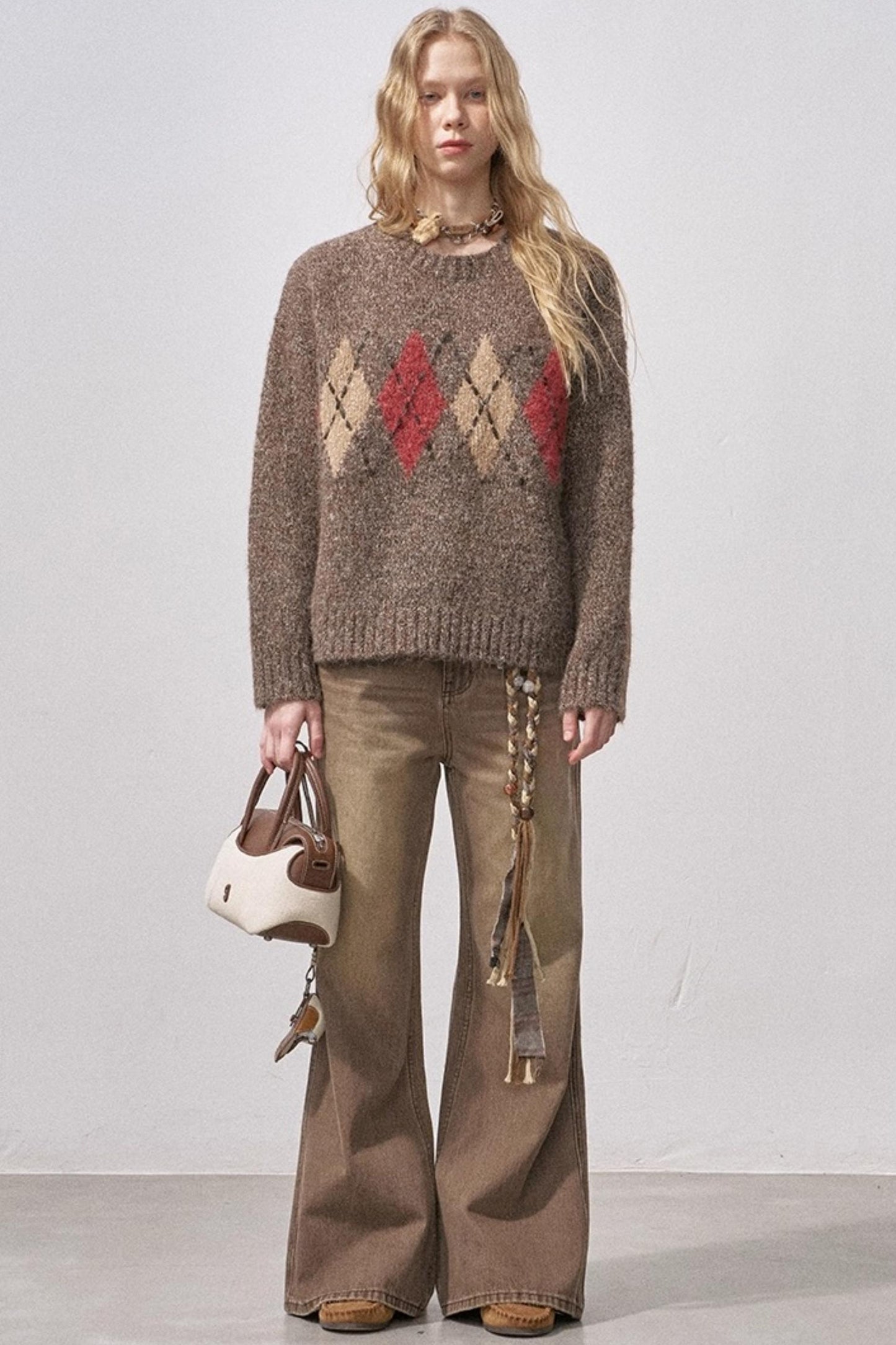 Floral Diamond Knit Sweater