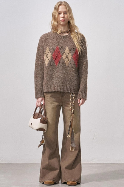 Floral Diamond Knit Sweater