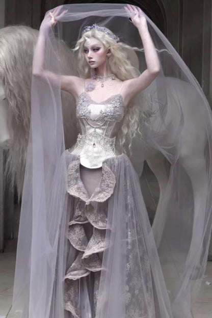 Moonlight Silver Corset Top Set