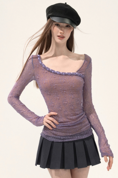 Three-Dimensional Lace Knitted Top