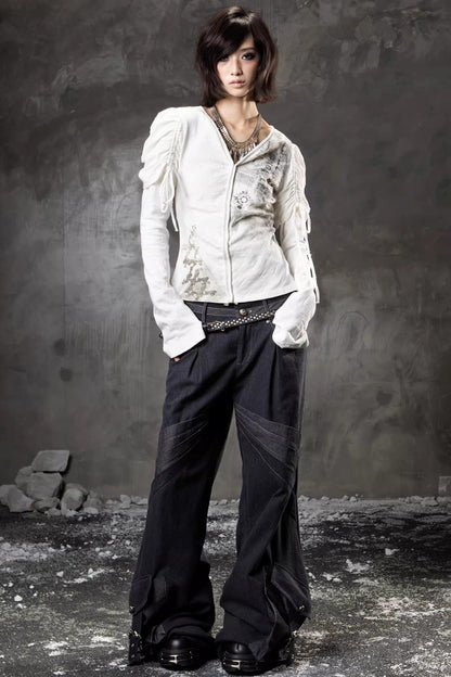 Retro-Denimhose mit weitem Bein