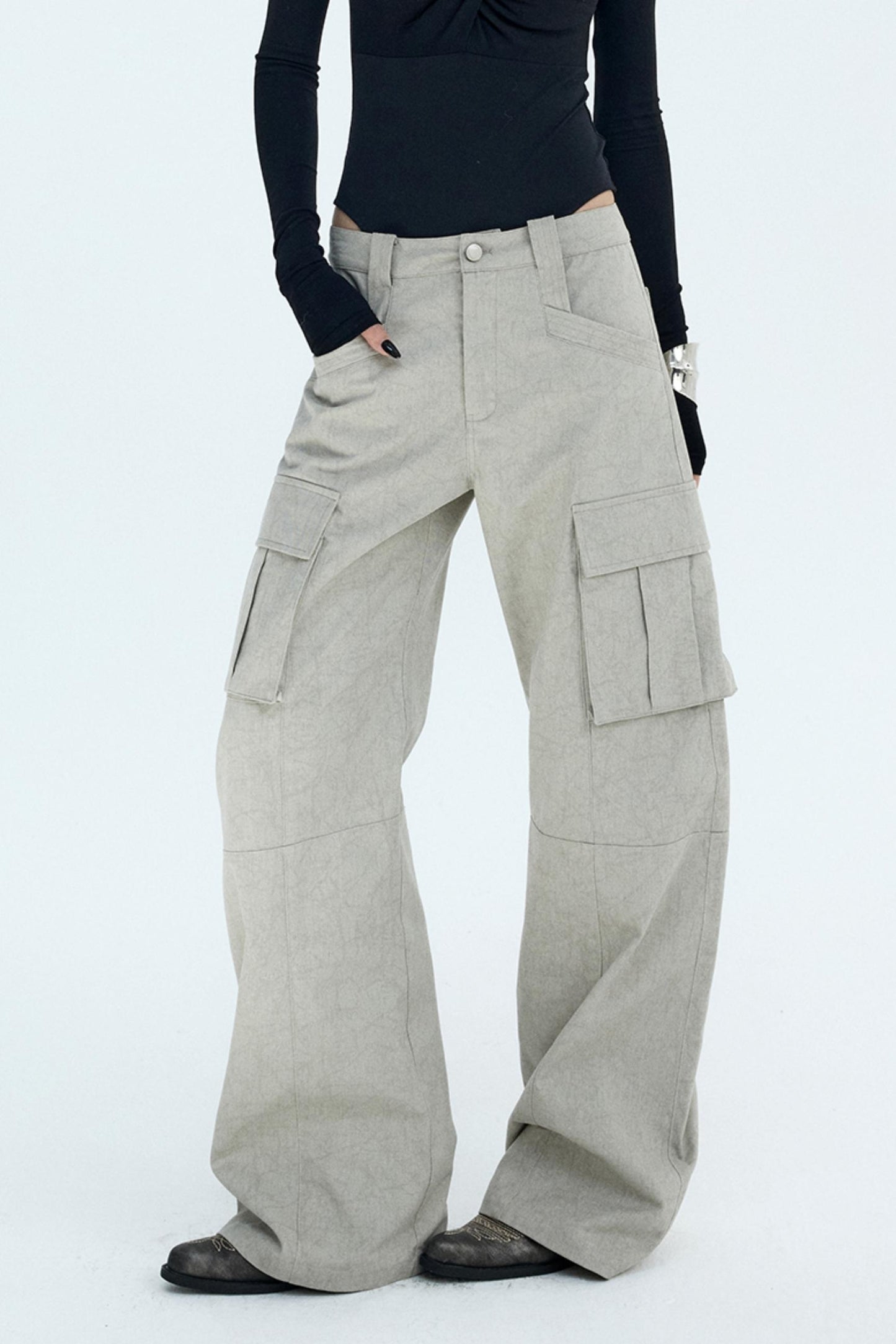 Retro Distressed Glacier Cargo Pants