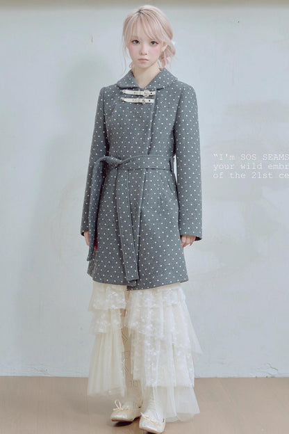 Retro Polka Dot Woolen Coat