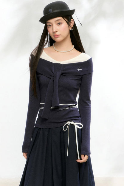 Striped Autumn Knitwear Top Set-Up