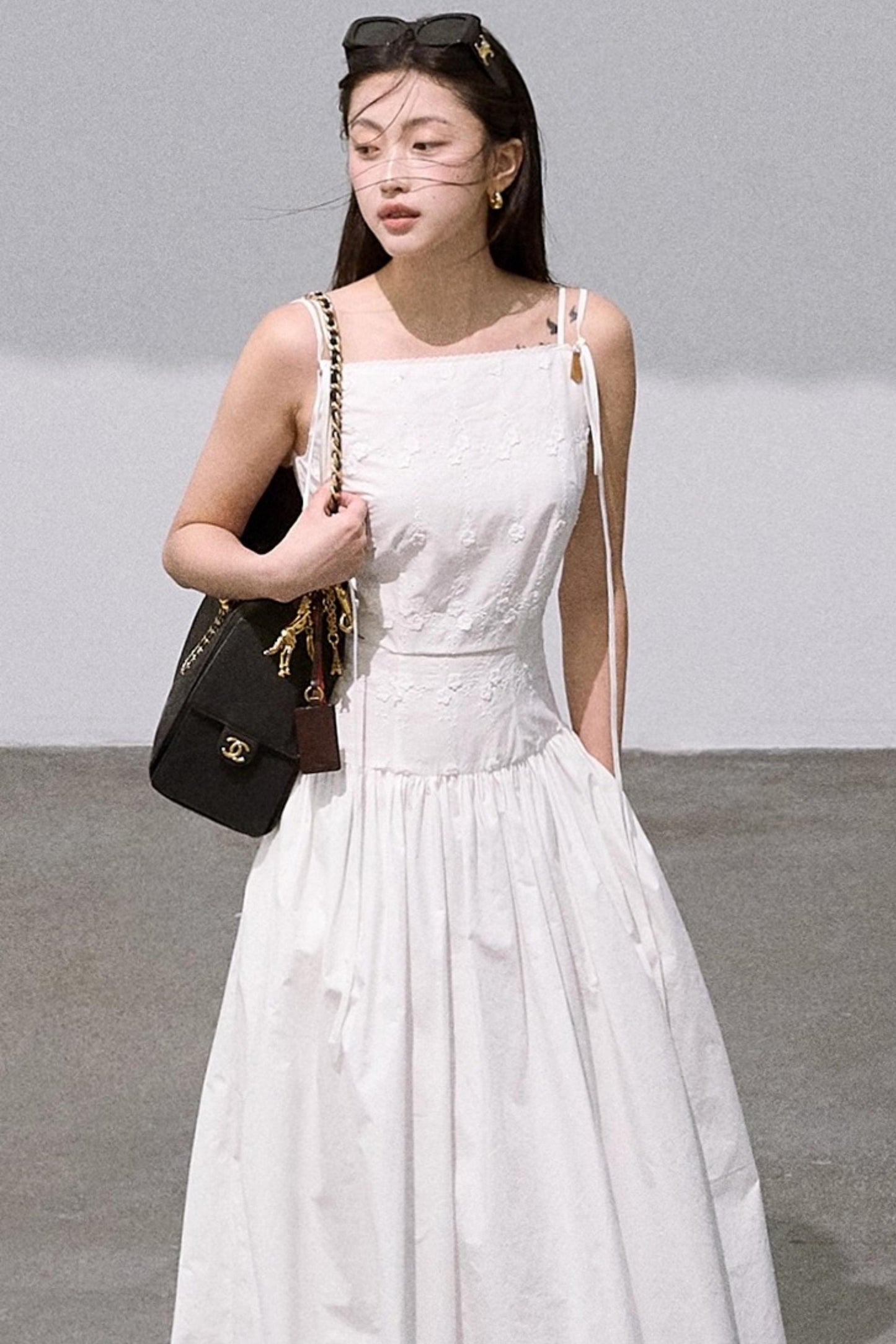 Three-Dimensional Embroidered Sleeveless Dress