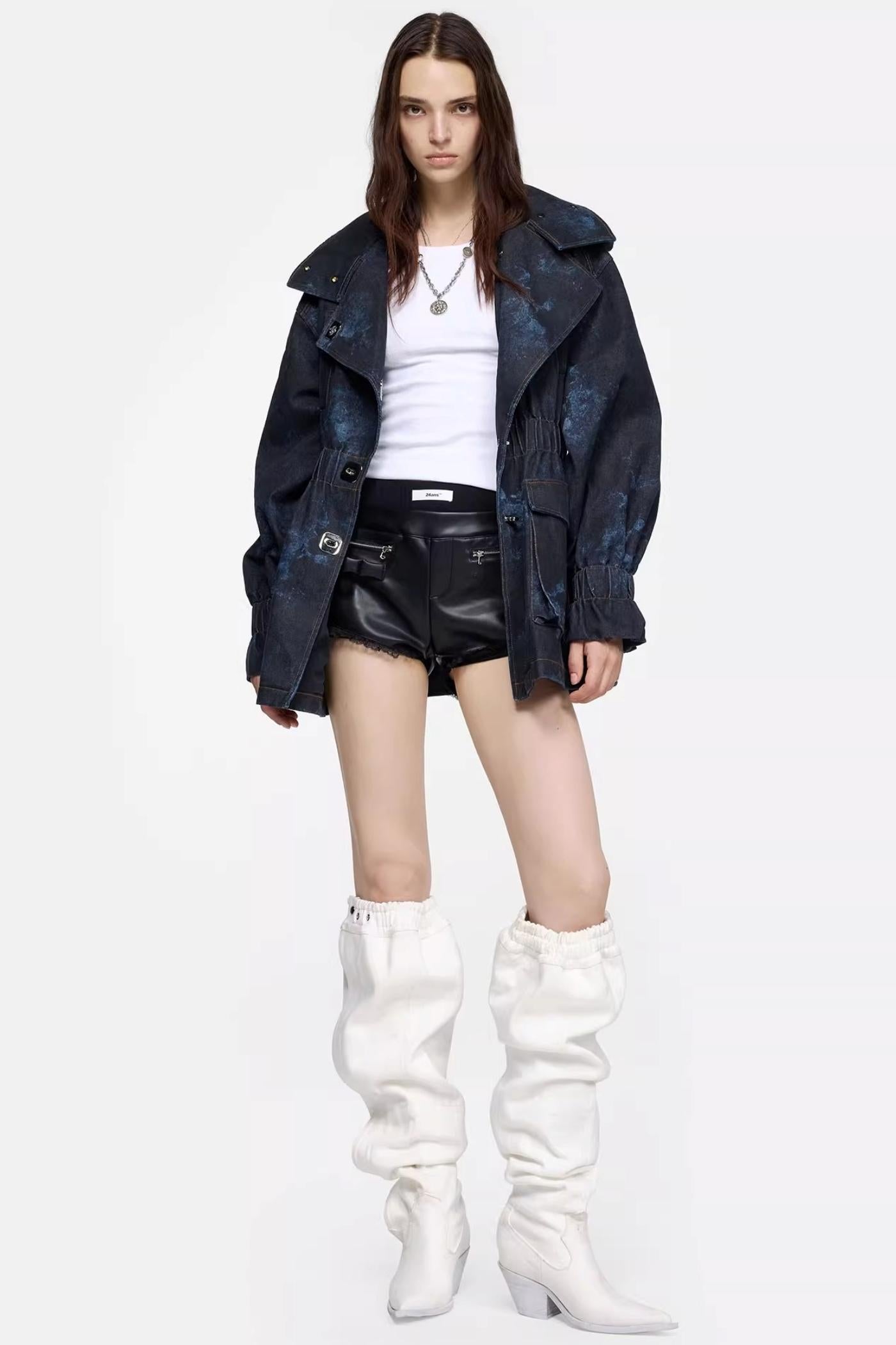 Tie-Dye Stand-Up Collar Jacket