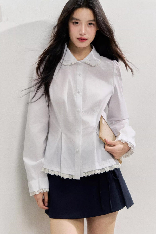 Layering Art White Long-Sleeved Shirt