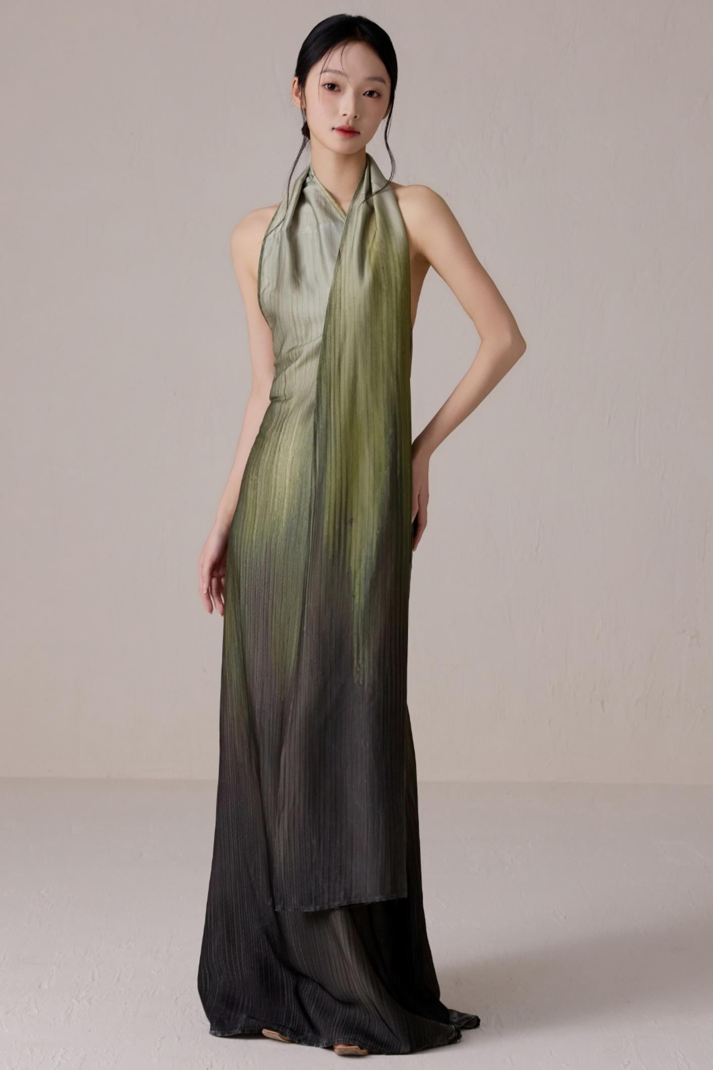 Summer Gradient Color Flutter Dress