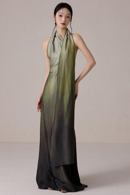 Summer Gradient Color Flutter Dress