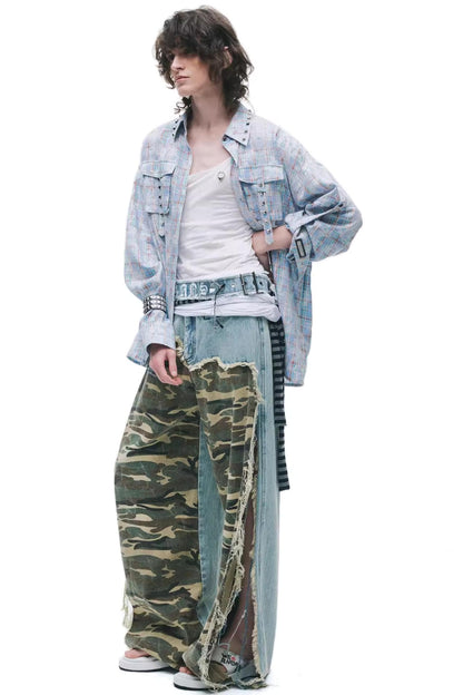 Punk-Grunge-Gebürstetes Hemd