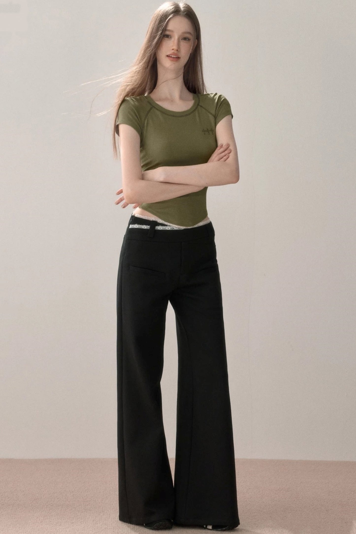 Retro Lace Splicing Pants