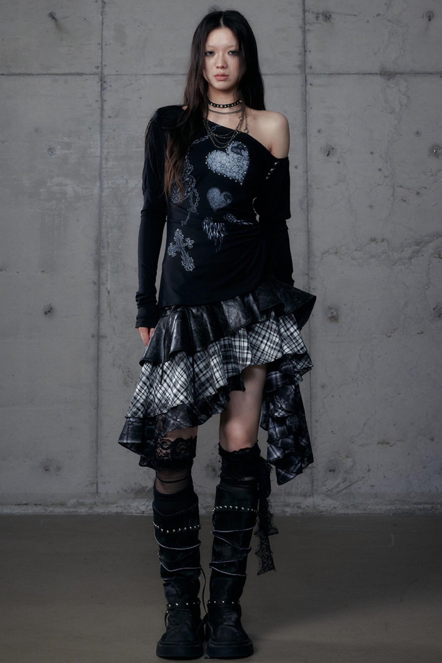 Puff Sleeve Punk Print Shirt