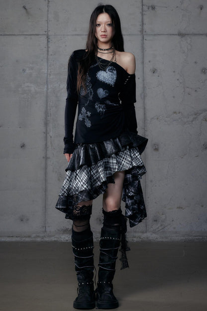 Puff Sleeve Punk Print Shirt