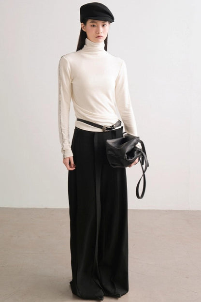 Color-Block High Neck Knit Top