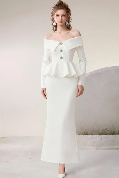 Clouds Diamond One-Shoulder Mermaid Top Skirt set-Up