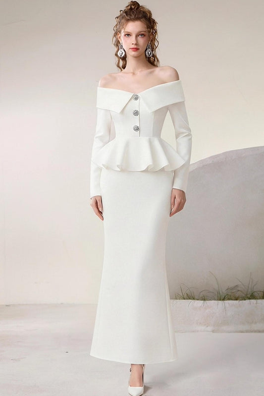 Clouds Diamond One-Shoulder Mermaid Top Skirt set-Up