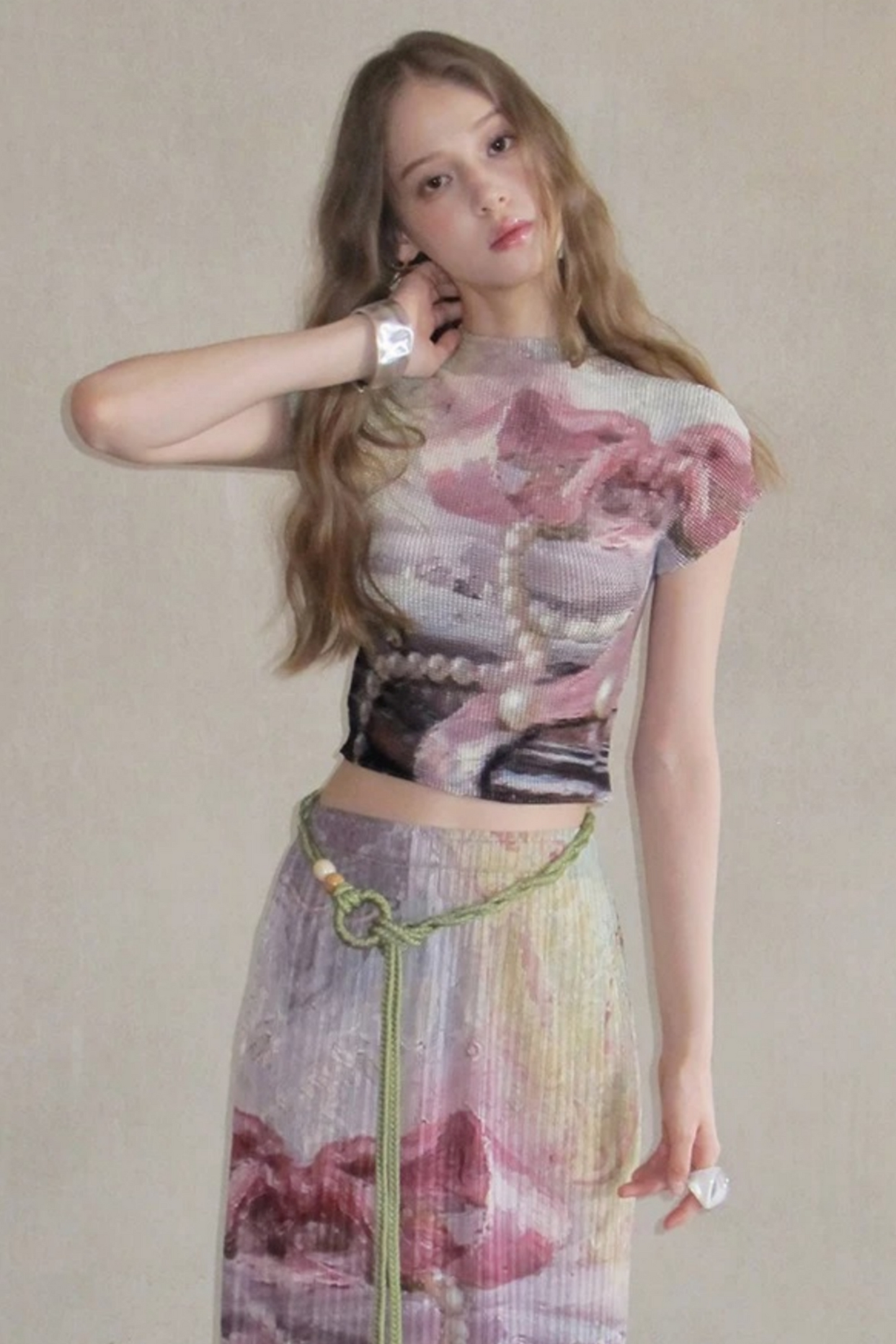 Monet's Pearl Pleated Top
