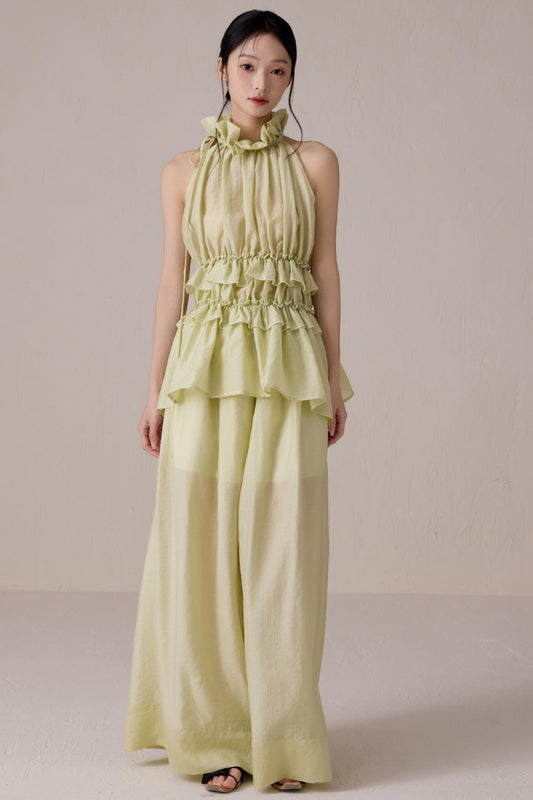 Ruffled Summer Top Pants Set-Up