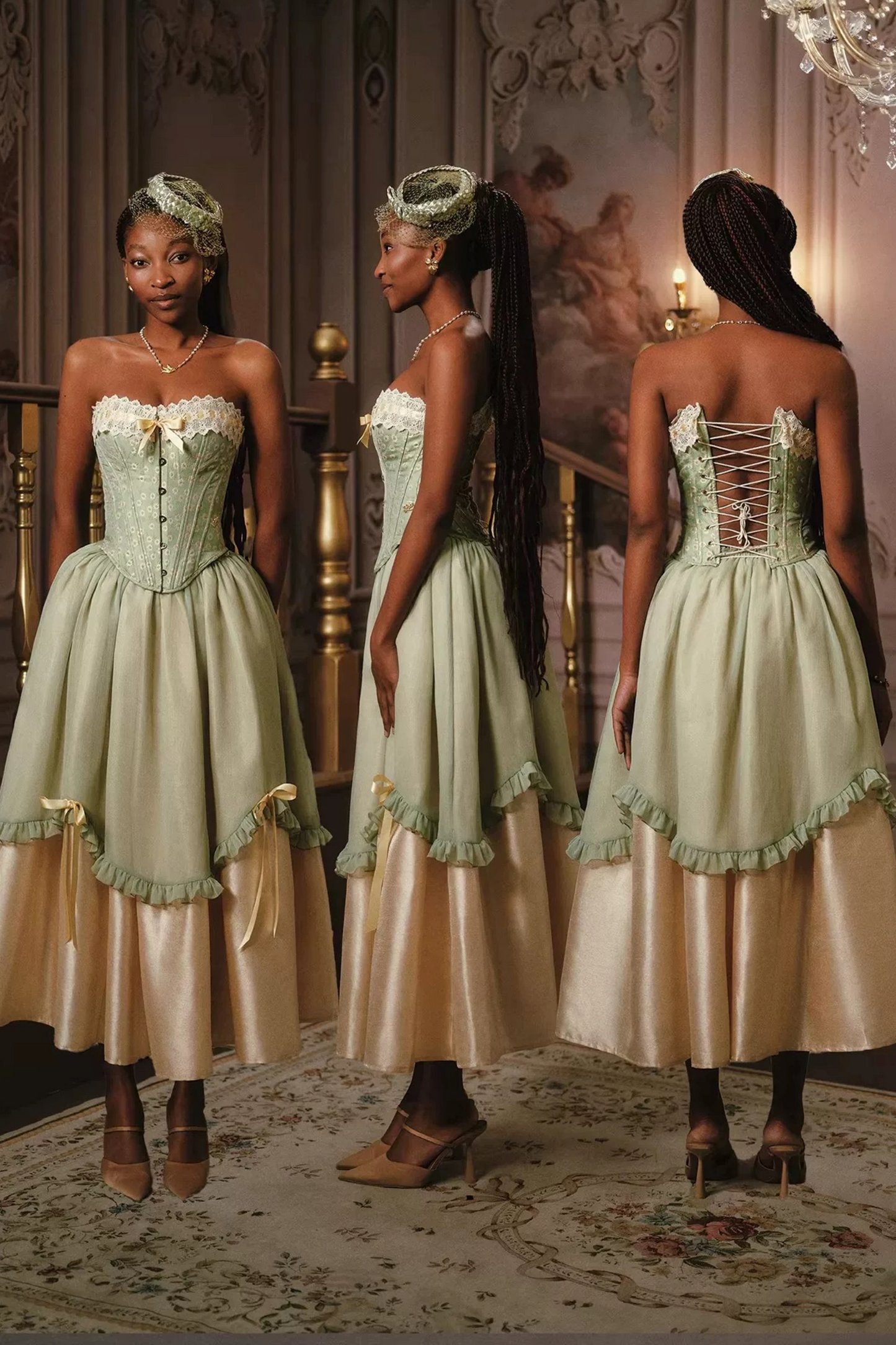 Green Lace Corset Skirt Set-Up