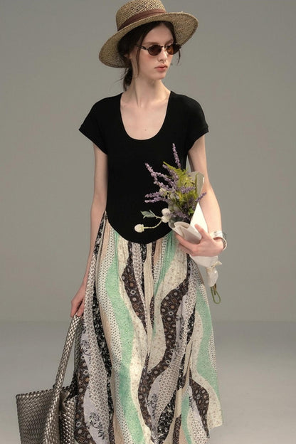 Sweet Vintage Panel Knitted Dress