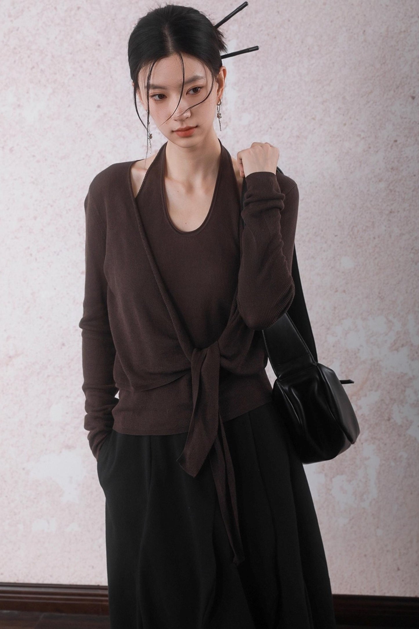 Autumn Mocha Brown Knitted Sweater