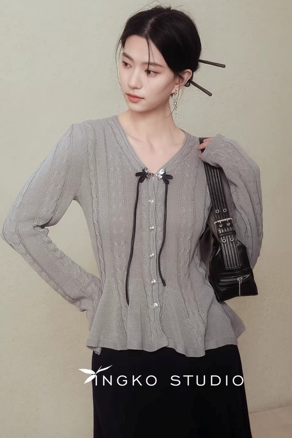 Ingko Cloud Gray Knit Cardigan