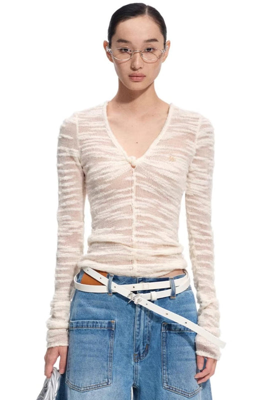 Sheer Slim Long Sleeve Knit Top