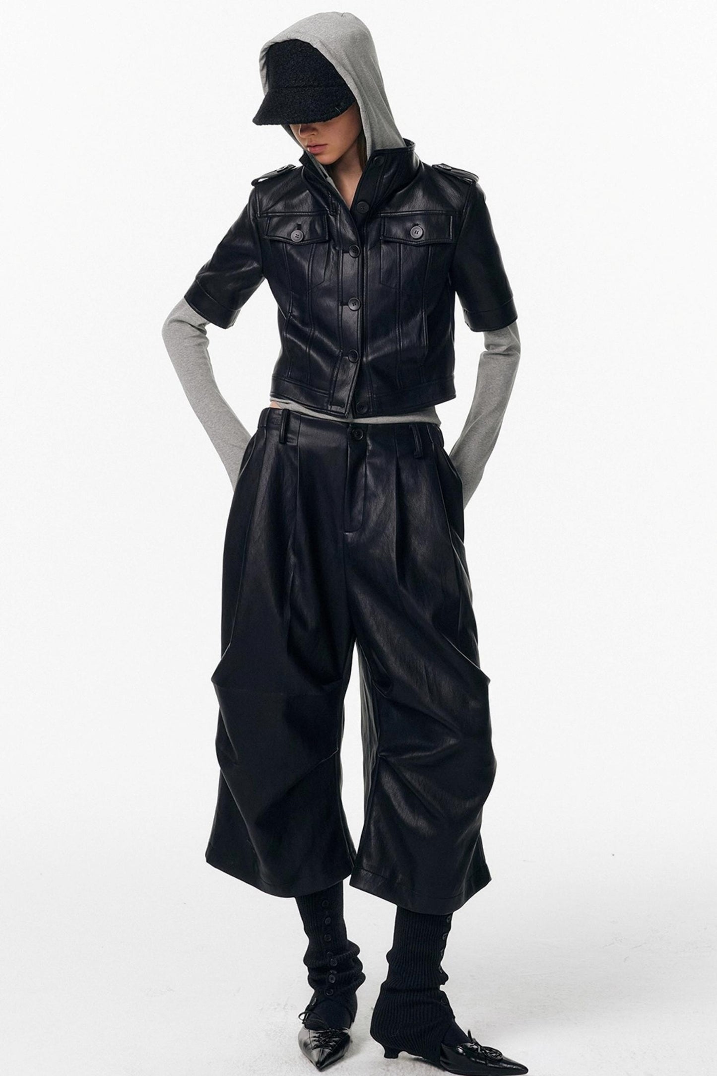 Drawstring Hooded Stretchy Top