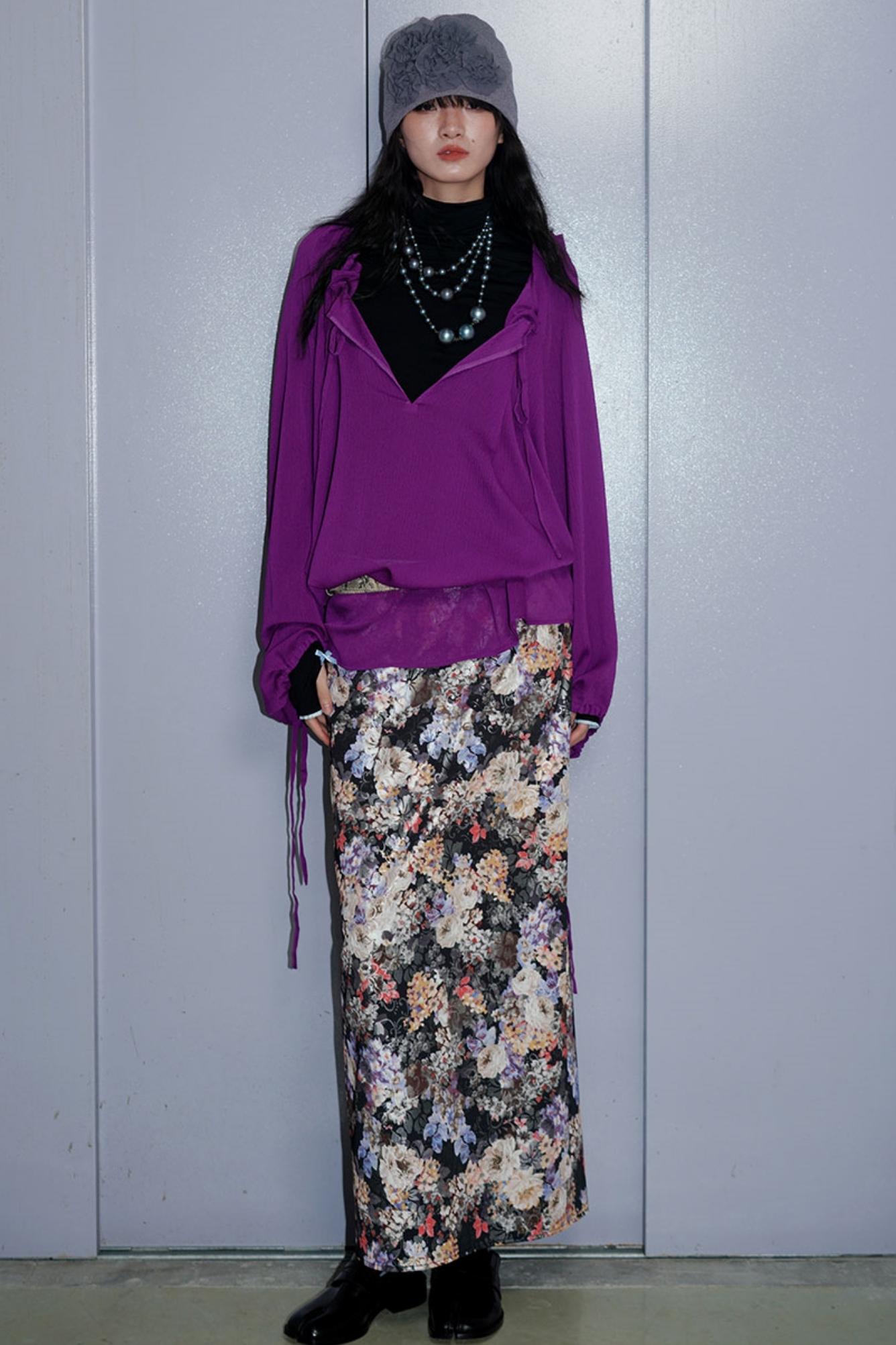 Gold Floral Pleated Skirt