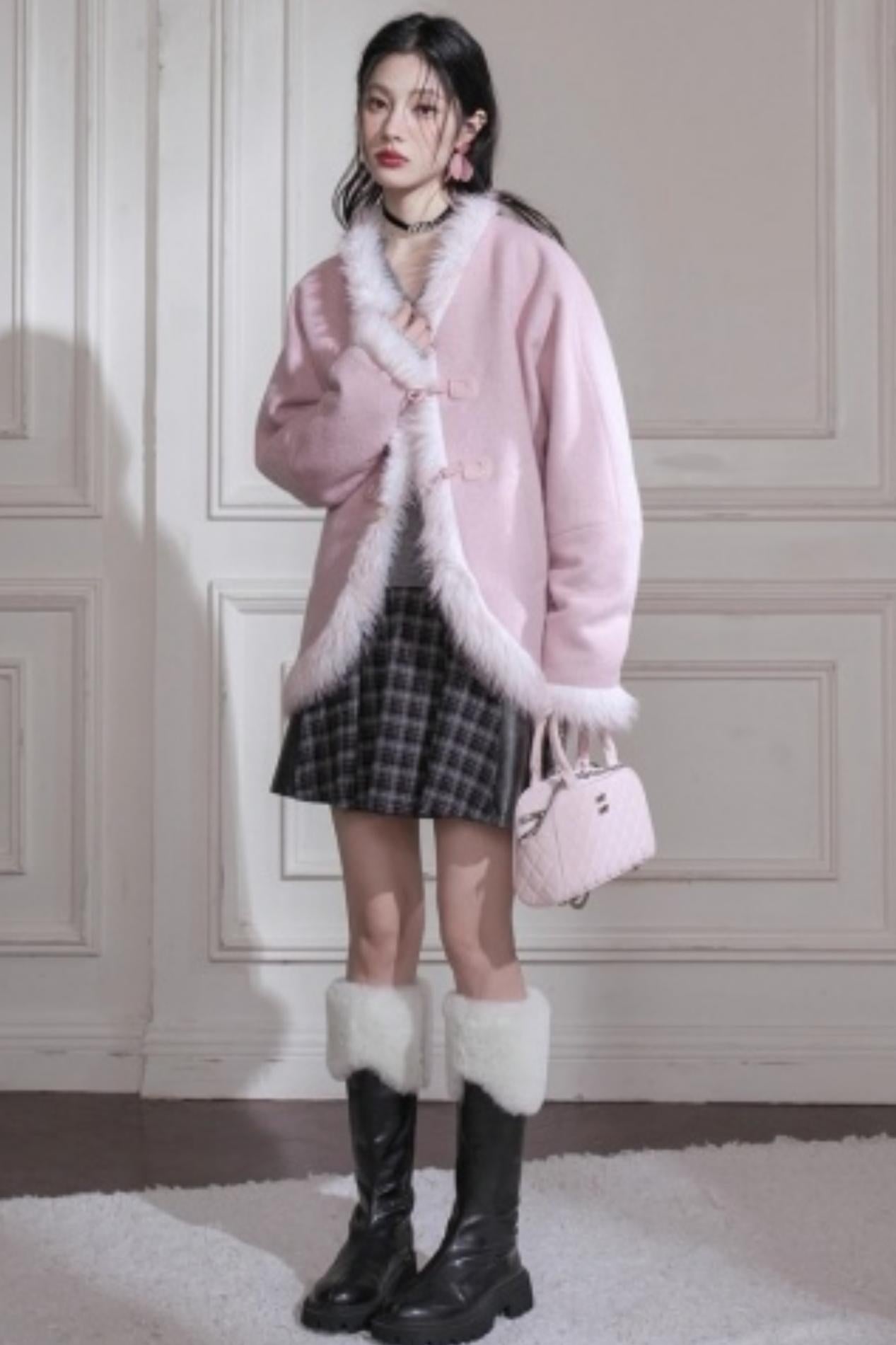 Muse Lover Snow Cherry Wool Coat
