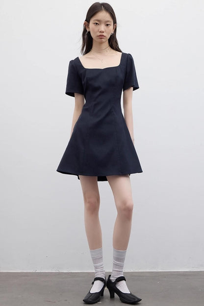 Linen Cotton Square Neck Dress