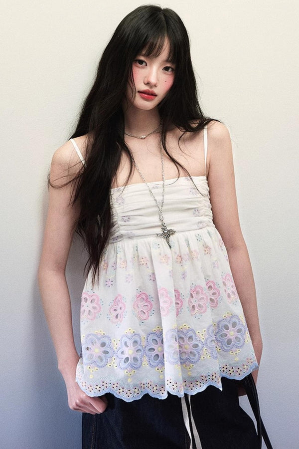 Lace-Trimmed Floral Camisole