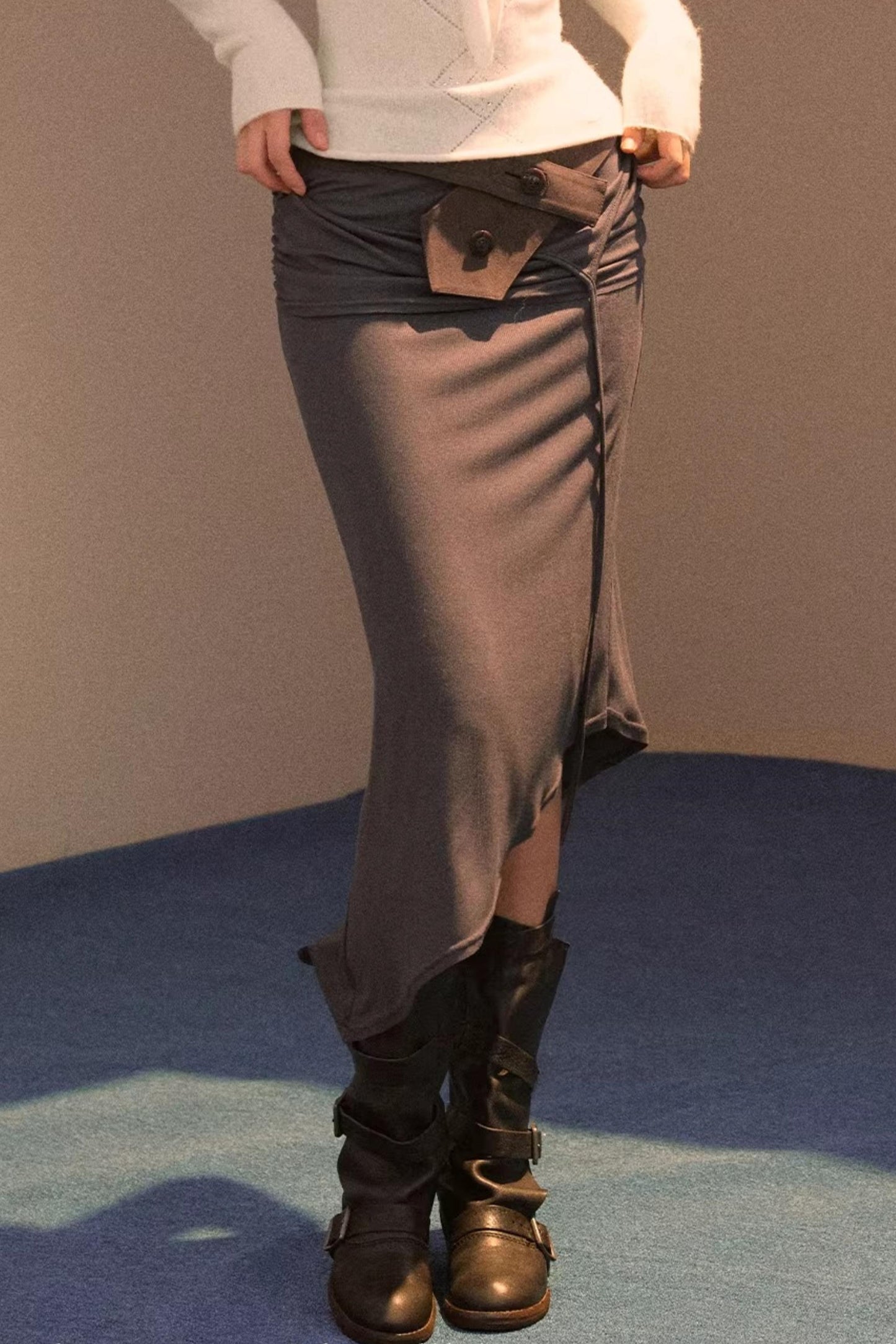 Faux Suede Knitted Skirt