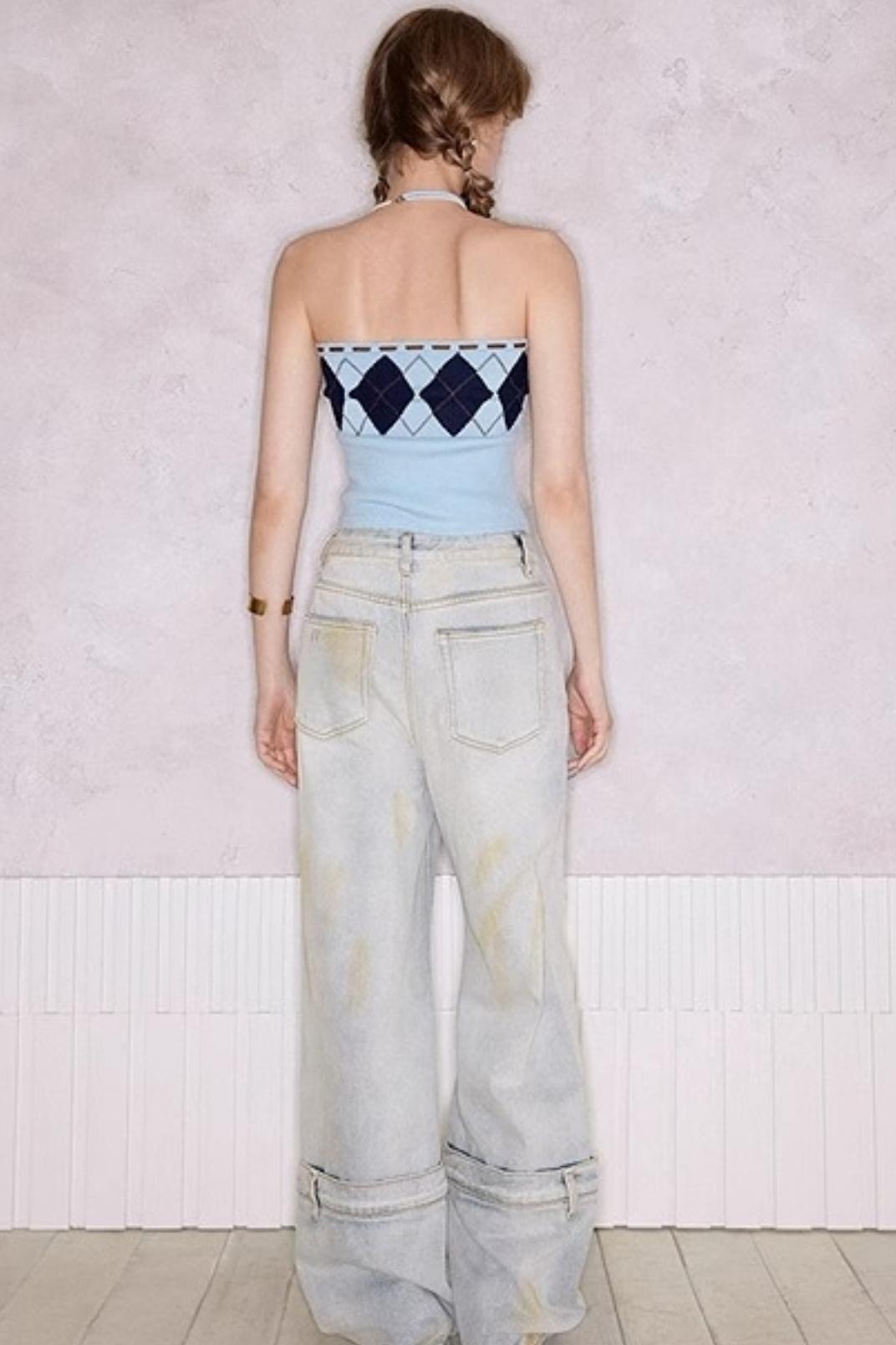 Blue Diamond Cashmere-Silk Smocked Top